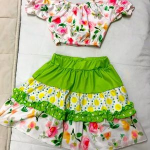 2T Girls Top and Skirt BOTIQUE Unknown brand, nearly new condition, Floral 💐